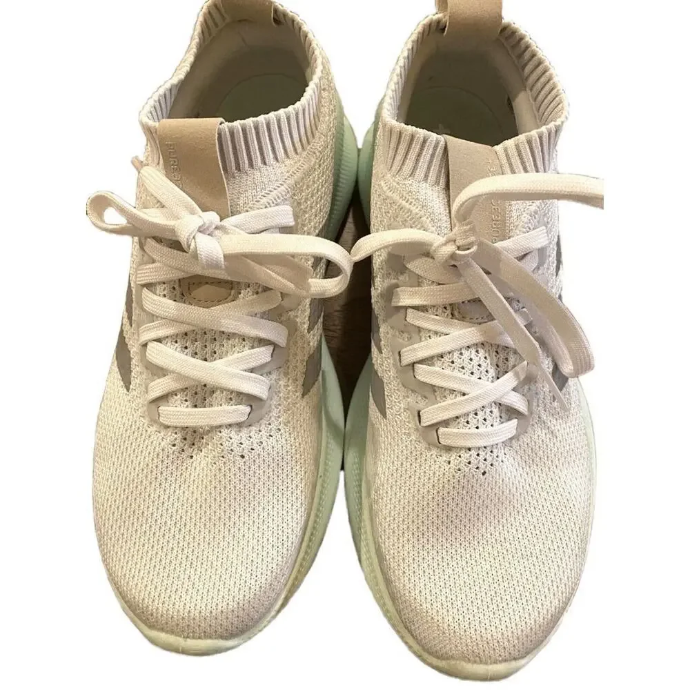 9 Adidas Purebounce + White Silver Metallic Ice Mint EUC Women's